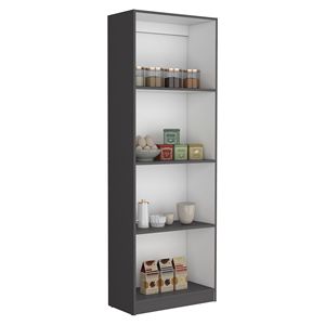 Moderna libreria 4-Shelf Home Office in grigio opaco/unità di visualizzazione bianca per libri e decorazioni - Product Image 6