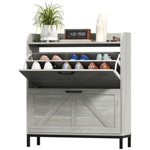 Organizer per scarpiera a 2 cassetti grigio chiaro con gambe portascarpe da corridoio con ingresso stretto - Product Image 1