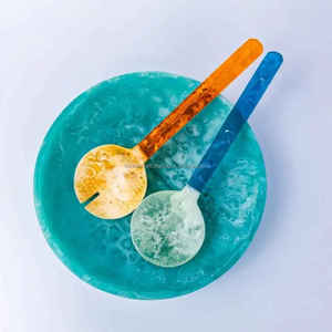Bol à salade de fruits en résine écologique polie fait main, vaisselle de cuisine, décoration de table, vaisselle durable, passe au lave-vaisselle, camping - Product Image 1