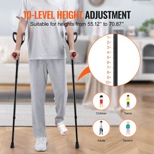 Muletas Médicas de Aluminio Ligeras con Altura Ajustable en 10 Niveles para Adultos, Andador Plegable para Antebrazo y Rollator - Product Image 3
