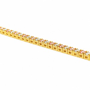 Bracelet pour femme en or 14 carats avec diamants synthétiques roses et blancs taille brillant rond, bijou classique pour tous les jours - Product Image 4