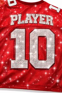 Crop top rouge scintillant en strass, maillot de football américain pour femmes, maille, logo personnalisé, OEM, fournisseur en gros d'usine - Product Image 5