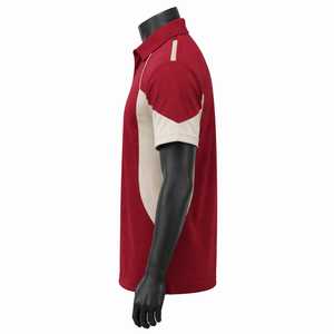 Polo à manches courtes pour homme, rouge et beige, à blocs de couleurs, séchage rapide, tricoté, coupe décontractée classique - Product Image 5