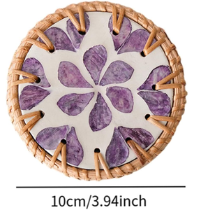 Rattan Mother Of Pearl Coaster <b>Placemat</b> New Arrival Handcrafted Mother of Pearl Coasters - Product Image 4