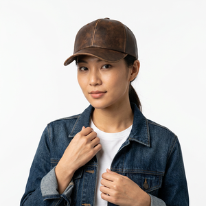 Casquette de baseball vintage en cuir PU, 6 panneaux, ajustée, unisexe, couleur unie, chapeau décontracté pour adultes - Product Image 4