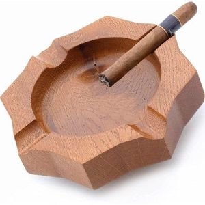 Cendrier de bureau en bois, design minimaliste, finition naturelle, porte-cigares, usage domestique, forme octogonale - Product Image 1