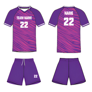 Maillot de football rayé violet pour homme 22, respirant, en polyester, col en V, manches courtes, coupe athlétique, avec impression du nom de l'équipe sur le devant - Product Image 4