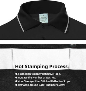 Summer Reflective Safety Polo Shirts Night Shift Work Wear Road Construction Hi Vi Black Safety Polo Shirts - Product Image 4