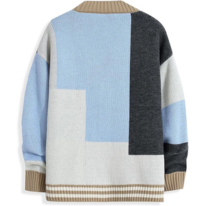 Premium Quality Trendy Streetwear Youth Men Warm Thickened <b>Chenille</b> Color Block Knitted Sweater Jumper for Winter Daily - Product Image 4
