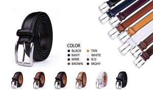 Cinturón de Cuero para Hombre, Cinturón Formal Clásico con Hebilla de Metal, Cinturón Ajustable para Hombre, Duradero, Moldeado en una Sola Pieza - Product Image 4