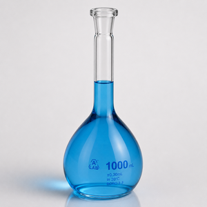 Frasco Volumétrico de Laboratorio Industrial de 1000 ml, Clase A, con Tapón de Polietileno, Certificado USP - Product Image 1