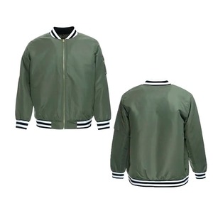Blouson bomber vert olive pour homme, fermeture éclair, couleur unie, style décontracté, col rabattu, matière polyester, vêtement d'automne - Product Image 3