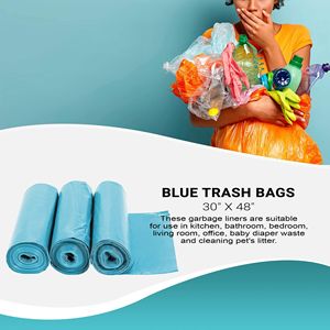 Bolsas de basura de plástico de 100 galones de servicio pesado azul Paquete de 30x48 pulgadas 250 Revestimientos de basura de oficina de polietileno 21 micras de espesor - Product Image 5