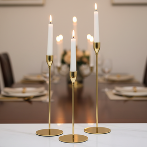 Porte-bougie en métal doré de style nordique moderne, support décoratif pour bougie de table de mariage, pour la décoration de la maison - Product Image 1