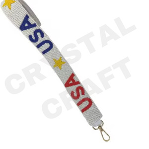 สายกระเป๋าถือแบบวินเทจลายดาวประดับลูกปัด ยี่ห้อ CRYSTAL CRAFT ผลิตจากวัสดุรักษ์โลก สีดำ-น้ำเงิน พร้อมตะขอทอง - Product Image 6