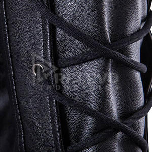 Nouvelle veste bomber aviateur matelassée en cuir de vachette 100% véritable bleu vieilli, col montant zippé noir, pour homme, hiver, OEM - Product Image 4