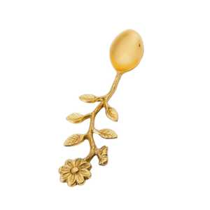 Cuillère à café et à thé en métal doré avec poignée en forme de fleur pour les mariages, prix de gros - Product Image 5