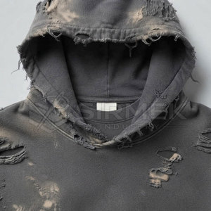Factory Wholesale Garment <b>Men</b> Distressed Hoodies Vintage Effect Heavyweight <b>Pullover</b> Design <b>For</b> Casual Outdoor Fashion - Product Image 6