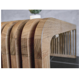 Table basse en teck massif, design à lattes, esthétique minimaliste, mobilier de salon, robuste, décoration intérieure unique - Product Image 4