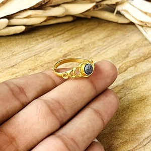 Bague Bohème en Laiton Plaqué Or 18 carats pour Femme, Motif Corail Bleu Tendance, Bijoux Gothiques Célestes Phases de Lune, Vente en Gros/OEM/ODM - Product Image 5