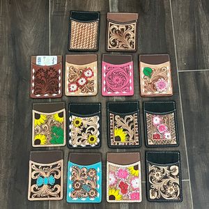 Portatarjetas de bloque RFID de cuero de vaca con herramientas manuales Premium, Mini billetera de lujo hecha a mano occidental, tarjetero portátil delgado para Unisex - Product Image 5