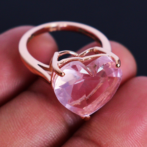 S925 Sterling <b>Silver</b> Heart Cut Morganite Gemstone <b>Ring</b> Rose Gold Plated Romantic Gemstone Fine <b>Ring</b> For Women Engagement Stylish - Product Image 5