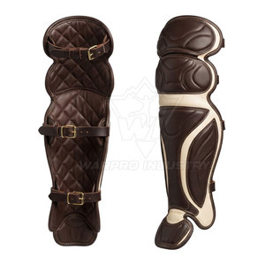 Protège-jambes de baseball en cuir personnalisé, forme ergonomique, fermeture sécurisée, sangles réglables, design léger, protection professionnelle - Product Image 2