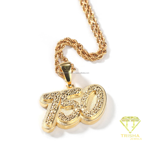Iced Out Moissanite 750 Pendant Necklace Custom Personalized <b>Name</b> Number Jewelry Hip Hop Fashion <b>Chain</b> For Men Women - Product Image 4