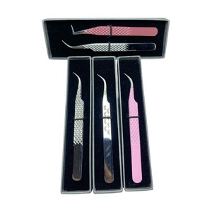 Customized Brand Precision Stainless Steel Eyelash Tweezers <b>Pink</b> Handle <b>Box</b> Packaging Smooth Tip Logo Customization Multi-Length - Product Image 5