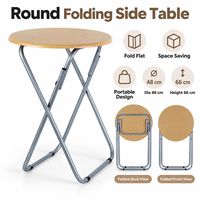 Table ronde pliante en gros, portable, gain de place, avec cadre métallique, table de service TV et à collation pour salon et appartement