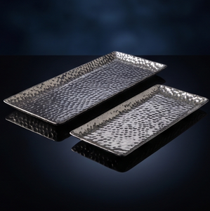 Plateau en métal massif à surface martelée unique, texture moulée, pour cuisine et salle à manger, articles de table en stock - Product Image 3