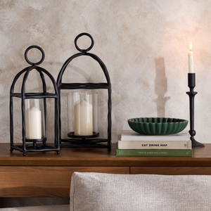 Farol Decorativo de Metal Negro con Forma de Jaula de Pájaro – Moderno Soporte de Hierro para Velas con Funda de Cristal Transparente para Centro de Mesa - Product Image 6