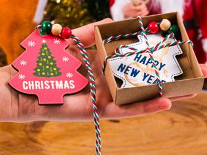 Eco Friendly Classic Wooden <b>Christmas</b> <b>Tree</b> Decoration Tags Ornaments for Gifts and Holiday Decor Factory Custom Size - Product Image 5