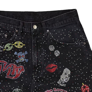 Pantalones Cortos de Mezclilla Elásticos Casuales para Hombre, Cintura Media, Corte Ajustado, Lavados, Rotos, con Diseño Ondulado - Product Image 6