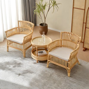 Bohemian Design Cushion <b>Sofa</b> and Couch Set Rattan Armchair With Pillow Interior Exterior Furnishings - Product Image 6