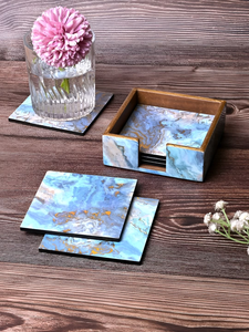 Sous-verres vintage en bois imprimés, motif quadrillé noir et blanc, antidérapants, écologiques, faits à la main, résistants à la chaleur pour table - Product Image 6
