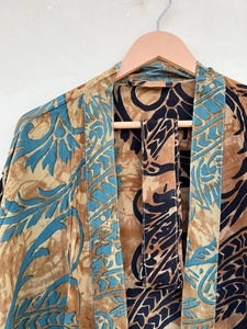 Kimono de seda marrón hecho a mano, tela de gasa personalizable, estilo Vintage - Product Image 2