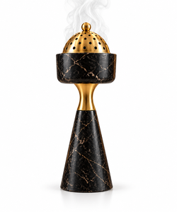 Brûleur d'encens indien écologique en bois, aspect marbre de luxe, dôme en bois, Mabkhara arabe, Oud aromatique, pour la maison, l'hôtel, le restaurant - Product Image 1