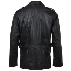 Chaqueta de cuero elegante para hombre, abrigo de invierno con cuello alto, estilo motociclista, informal, para exteriores, manga larga, cremallera frontal, prenda exterior de cuero grueso - Product Image 2