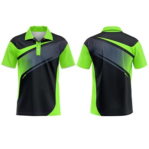 Polo Deportivo para Hombre, Manga Corta, Estampado Geométrico, Secado Rápido, Tejido de Poliéster, Diseño Negro y Verde - Product Image 1