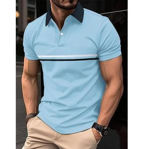 Spring Summer New Men's Slim Casual Polo <b>Shirt</b> Button <b>Collar</b> Printed Striped Sport <b>T</b>-<b>shirt</b> for Man - Product Image 6