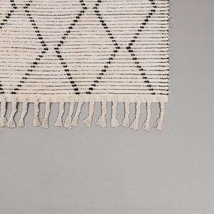 Tapis en laine tissé à la main en ivoire naturel à motif abstrait |   Tapis de sol plat tissé à la main, écologique, antidérapant, minimaliste - Product Image 2