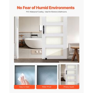 Kit Hardware per Porta Scorrevole in Vetro con Pannello MDF ad Alta Resistenza 32 x 84 Pollici, Impermeabile in PVC, Facile Installazione per Soggiorno - Product Image 4
