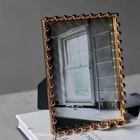 Cadre photo en métal rectangulaire, design soleil et lune, étoiles dorées, décoration murale pour la maison et le bureau