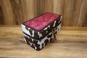 เคสเครื่องประดับแบบตะวันตกกระเป๋าหนังแท้สไตล์ตะวันตกคลาสสิกสำหรับเดินทางเครื่องประดับตู้โชว์เครื่องประดับ - Product Image 2