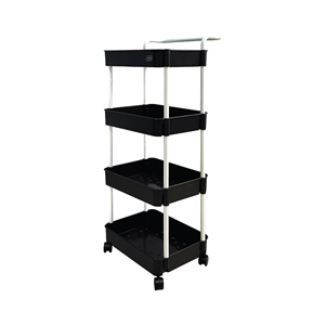 White 3 Tier Rolling Storage <b>Trolley</b> Plastic Organizer Cart <b>with</b> Handle and <b>Wheels</b> for <b>Kitchen</b> Bathroom Office - Product Image 3