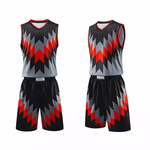 Conjunto de Uniforme de Baloncesto Personalizado para Hombre, Jersey sin Mangas y Pantalones Cortos con Estampado Geométrico Sublimado, Ropa Deportiva de Poliéster que Absorbe la Humedad - Product Image 1