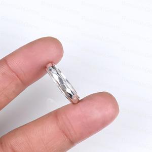 925 Sterling Silver Plated Hammered <b>Spinner</b> Textured Meditation Band Fidget Anxiety <b>Ring</b> Minimalist Unisex <b>Ring</b> Wholesale Gift - Product Image 2