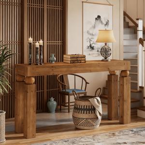Consolle Lunga in Legno di Teak per Soggiorno, Tavolino Laterale per Casa, Appartamento, Hotel o Magazzino - Product Image 5