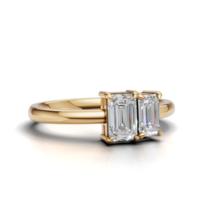 IGI Certified Lab Grown Diamond Toi Et Moi <b>Ring</b> 18K Yellow / White & Rose Gold Emerald Shape Engagement <b>Ring</b> for Women - Product Image 3